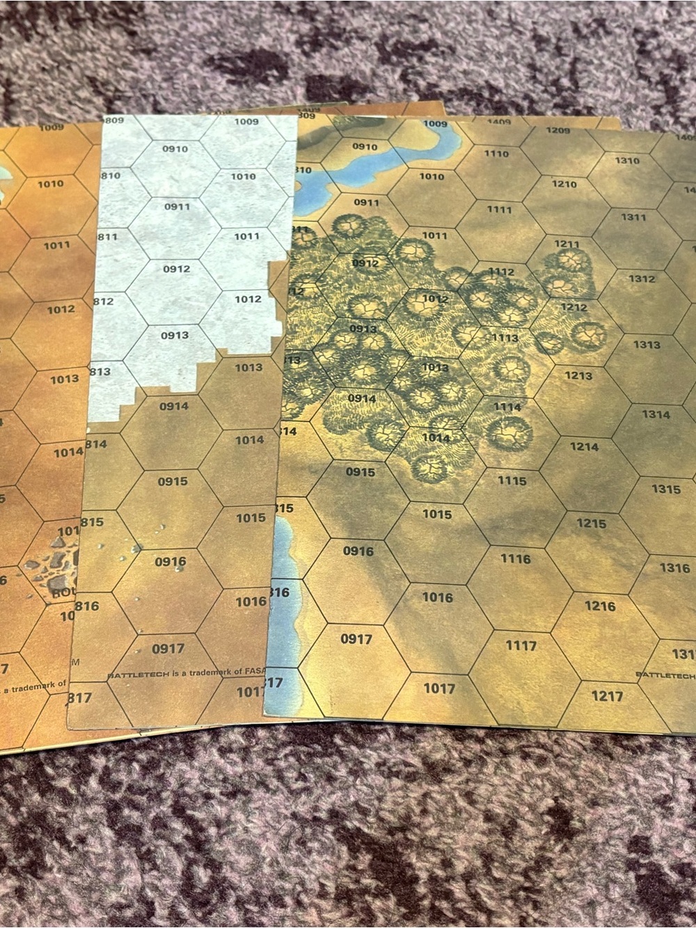 Vintage 1985 BattleTech Hex Maps Terrain Game Sheets 1985 Set of 4 RETRO Collect